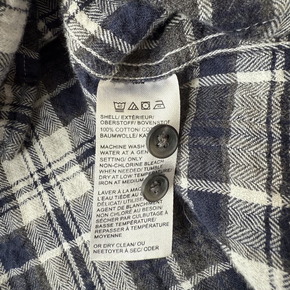Black Brown 1826 Shirt Mens XL Blue Gray White Plaid Flannel Button Up Casual - Picture 4 of 7
